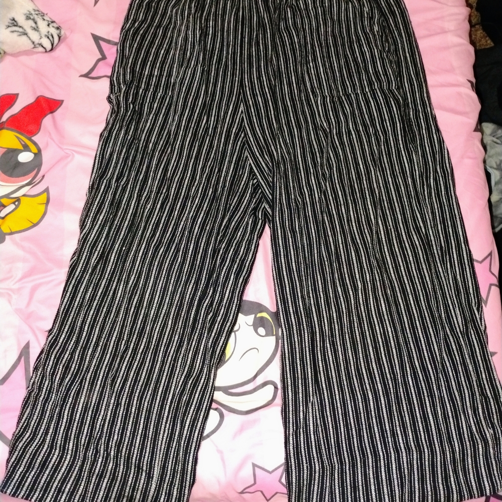 Time and Tru Black and White Striped Pants